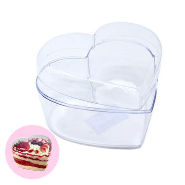 Caixa de Bolo de Plástico Cristal em Forma de Coração Capacidade de 750ml